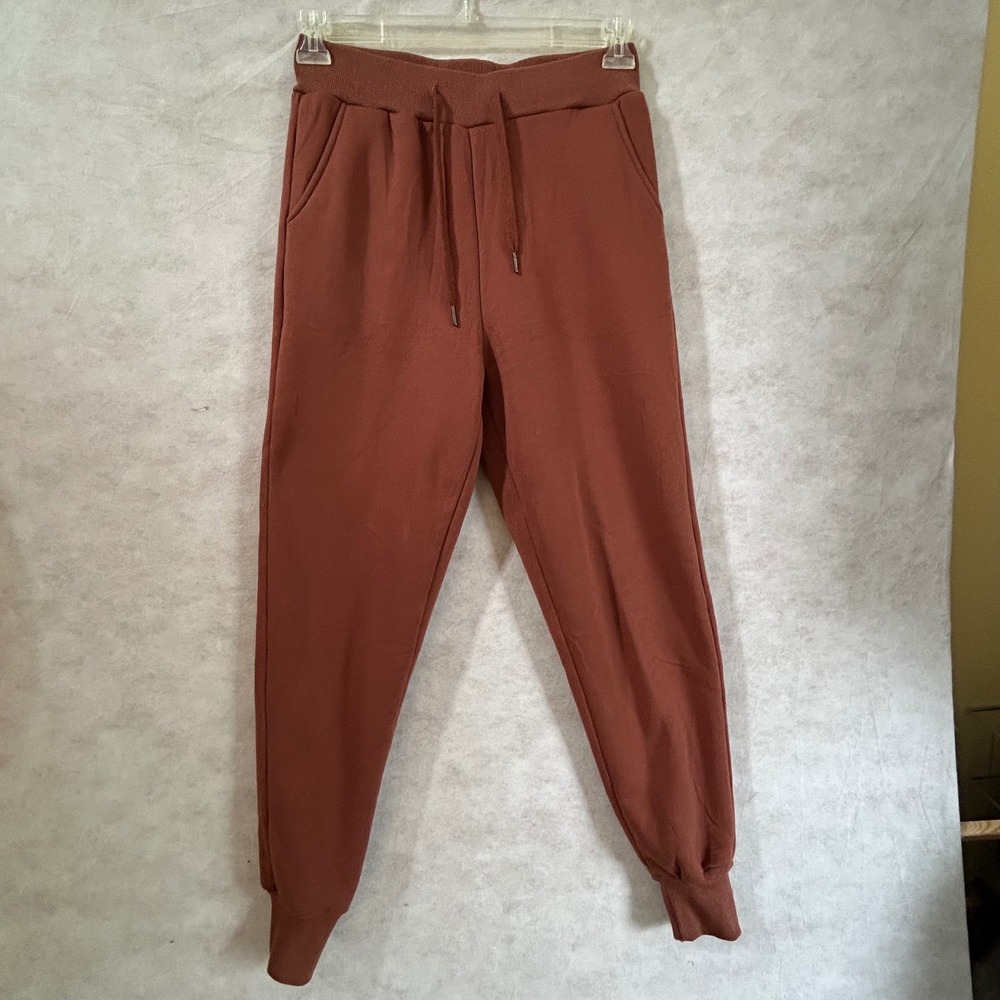 Yeokou Womens Sherpa Fleece Lined Joggers Rust Brown High Waist Sweatpants S